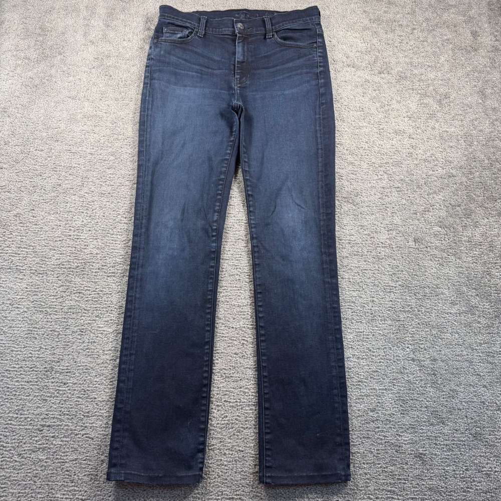 7 For All Mankind High Waist Straight Leg Jeans Dark Wash Size 30x31